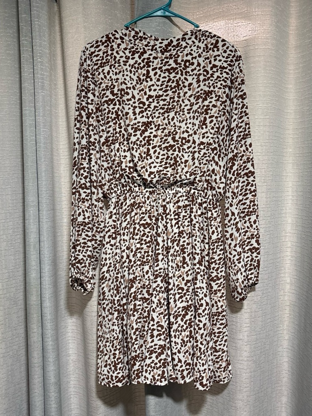 Kori Brown and White Leopard Print Long Sleeve Dress